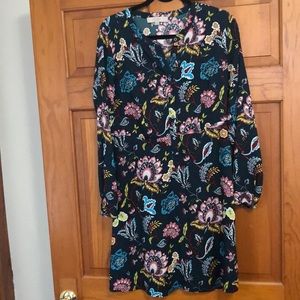 Loft paisley pattern long sleeve flirty dress